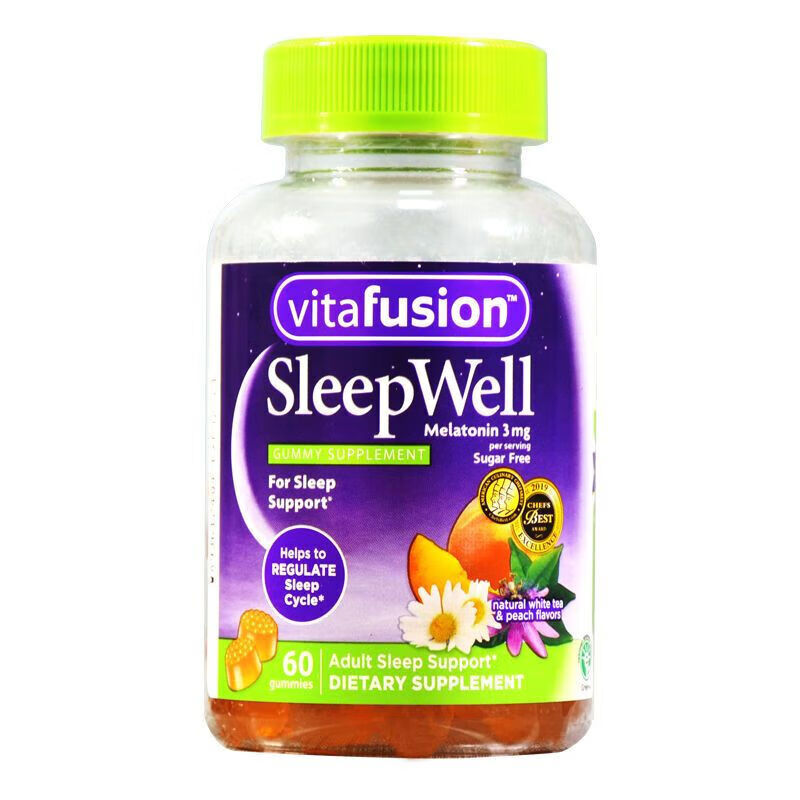 美国原装进口vitafusion/sleepwell褪黑素软糖睡眠糖安眠睡眠60粒褪黑