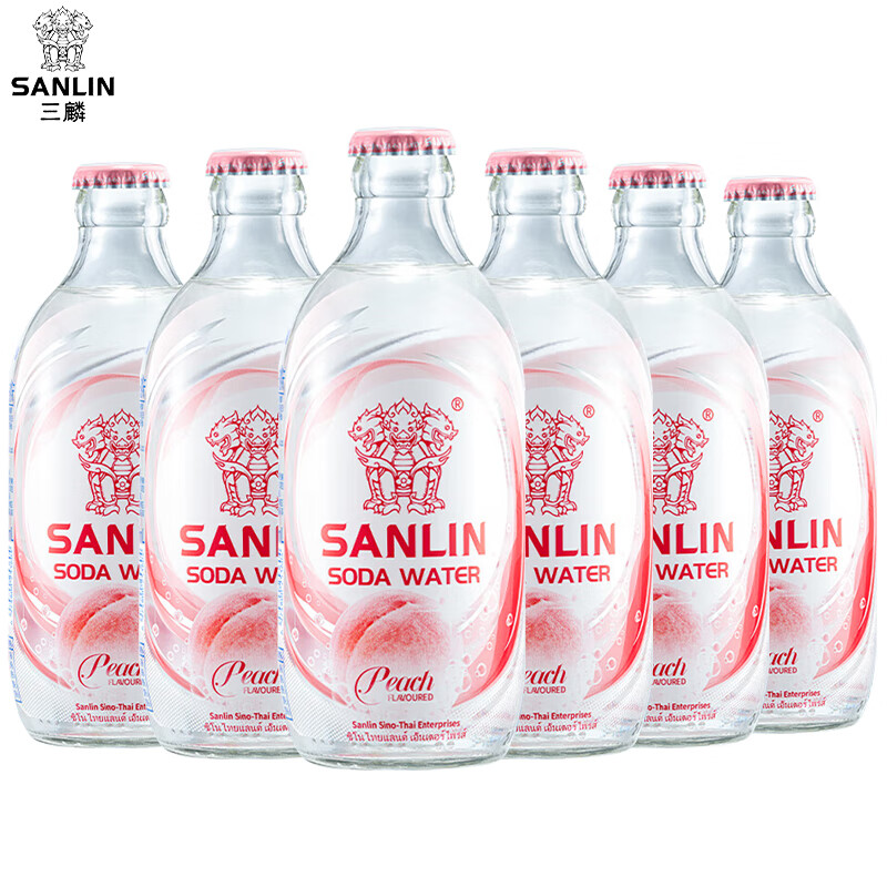 三麟无糖苏打水饮料整箱原味/白桃/海盐0糖0卡0脂气泡水335ml 白桃味苏打汽水 335mL*6瓶