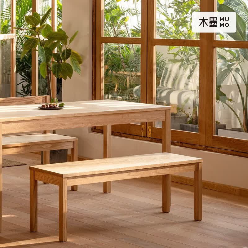 木墨（mumo）清简系列长凳 原木风实木餐椅家用换鞋凳书桌凳 樱桃木 1194*374*H430mm