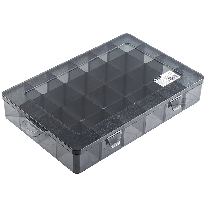 得力（deli）多功能零件盒收纳盒乐高黑色透明小格24格分类盒元件盒工具储物盒
