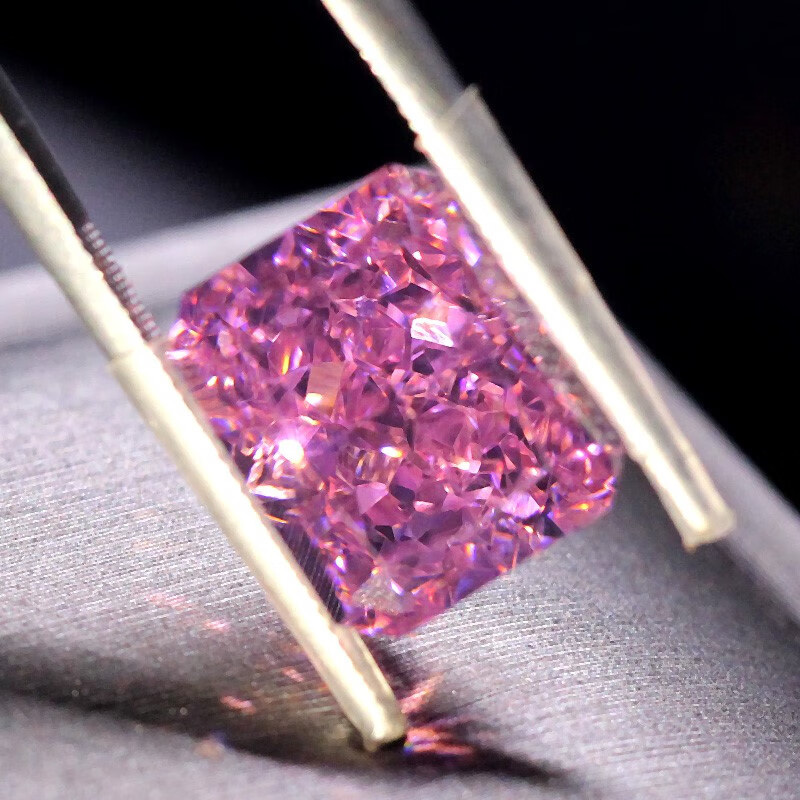 双盈喜雷迪恩枚粉色粉钻裸钻高碳钻裸石长方形冰花切工戒指面吊坠石清