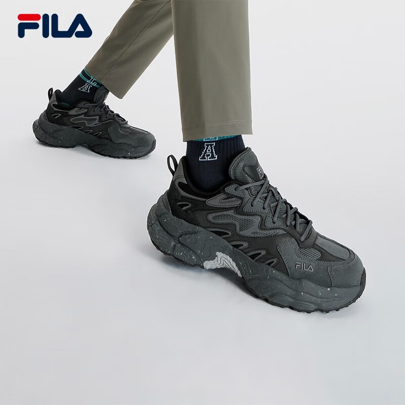 斐乐（FILA）蕨草鞋FERN男鞋户外老爹鞋休闲鞋时尚舒适运动鞋 阴影灰/黑-DB 42