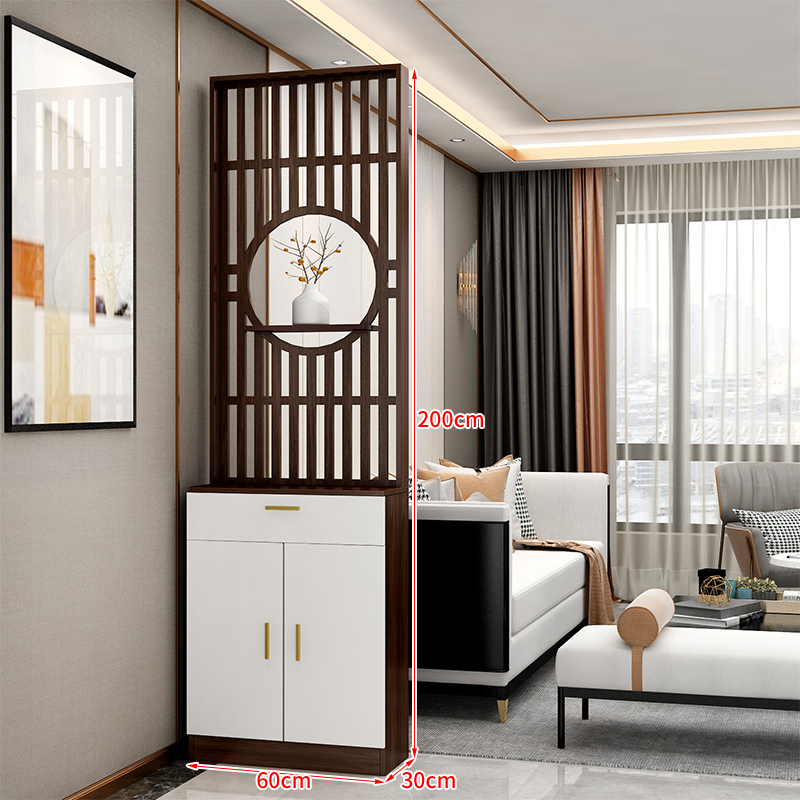 屏风隔断客厅简约现代置物架入户进门正对大门玄关柜鞋柜一体 竖纹置