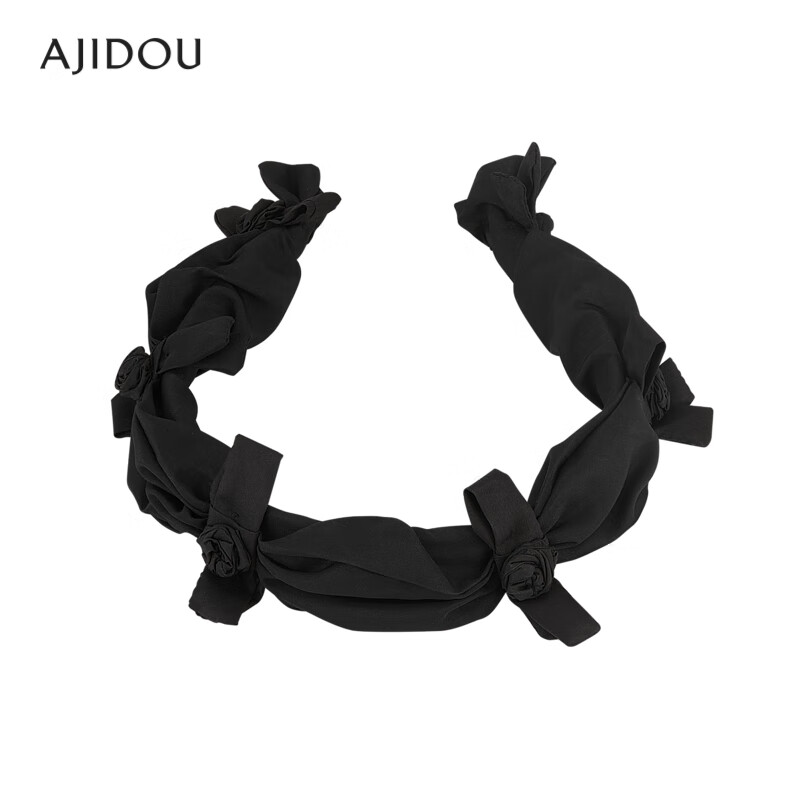 AJIDOU生日礼物阿吉豆发箍女俏皮可爱女神百搭玫瑰花小众设计头箍发饰 黑色 1个