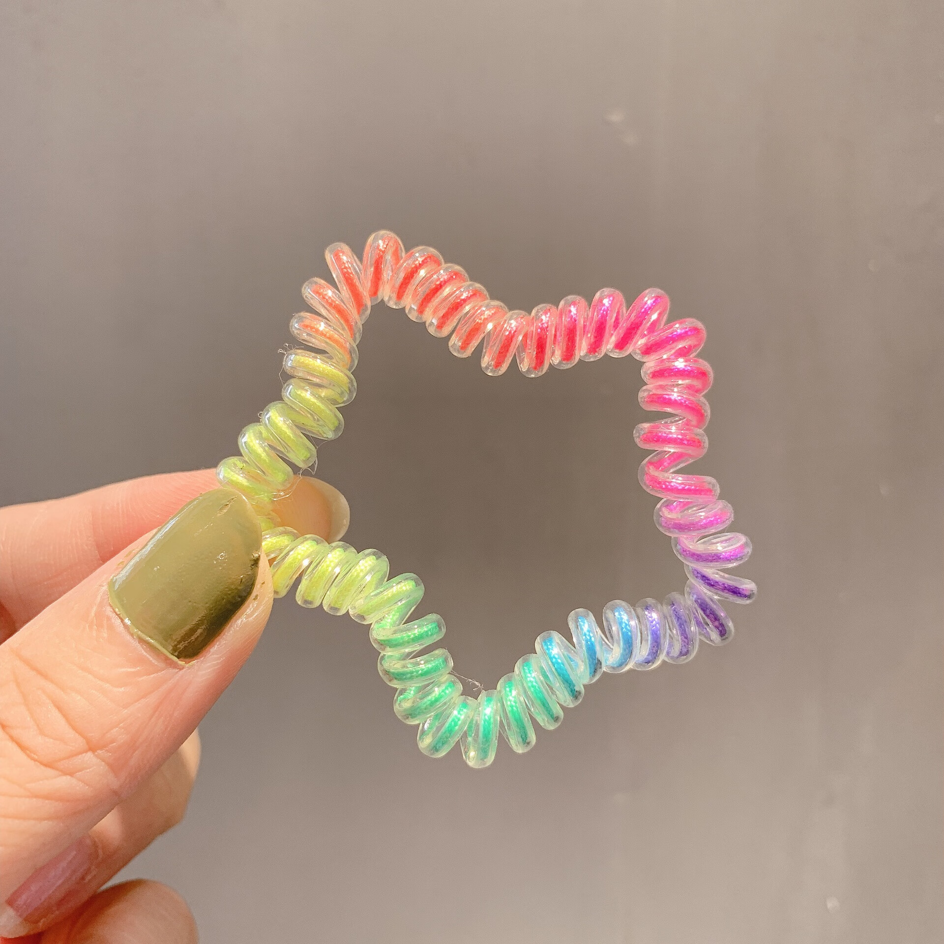 东大门彩虹五角星糖果色电话线发圈女电线圈星星头绳弹力发绳头饰 d34