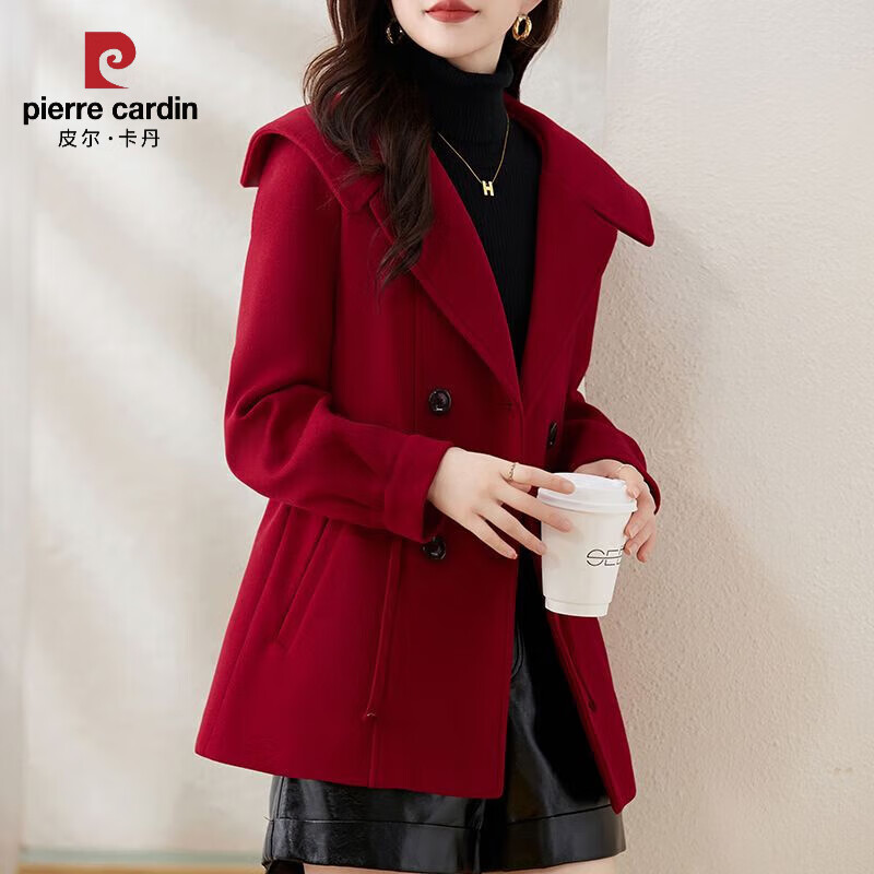 西装毛呢外套女2024新款秋冬季小香风中长款气质小个子呢子大衣 红 