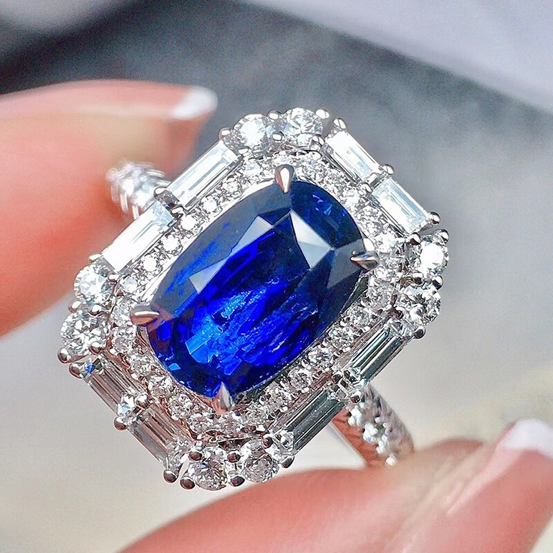 皇家矿工 蓝宝石吊坠戒指两用款彩宝首饰18K金镶钻 总重7.56克 主石3.08ct