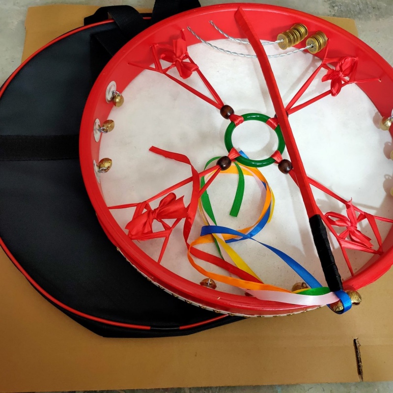 创京懿选萨满鼓 神鼓 大神 二神 文王鼓 镇 羊皮鼓 带铜铃30-50厘米