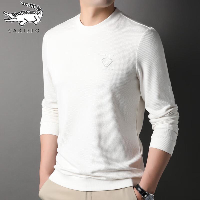 卡帝乐鳄鱼(cartelo)春秋季卫衣男圆领韩版长袖t恤中青年男士打底衫薄