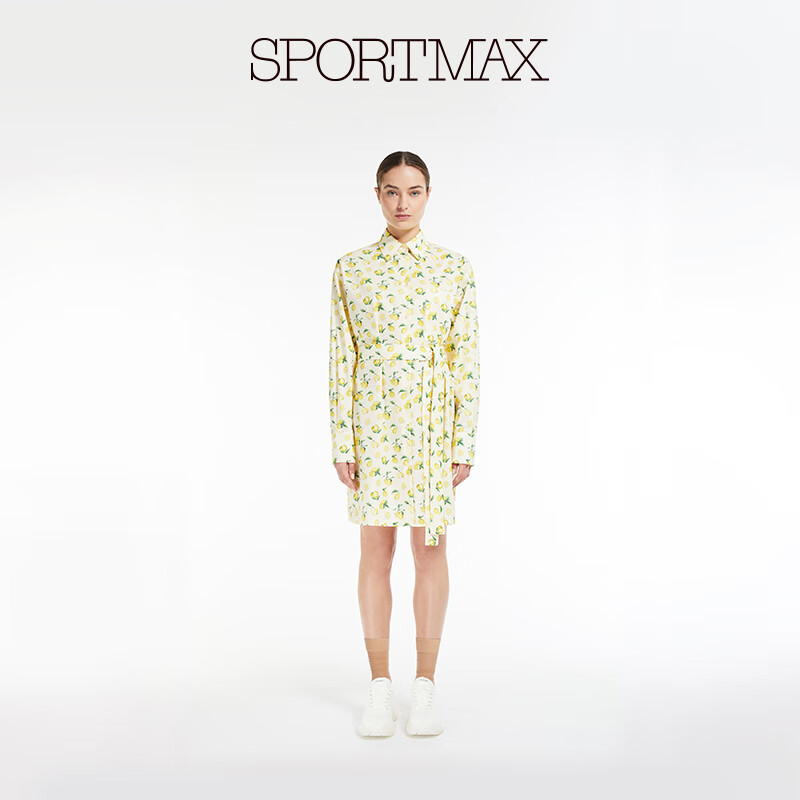 sportmax 2024春夏新品女装印花衬衫连衣裙2221124206 米色 36