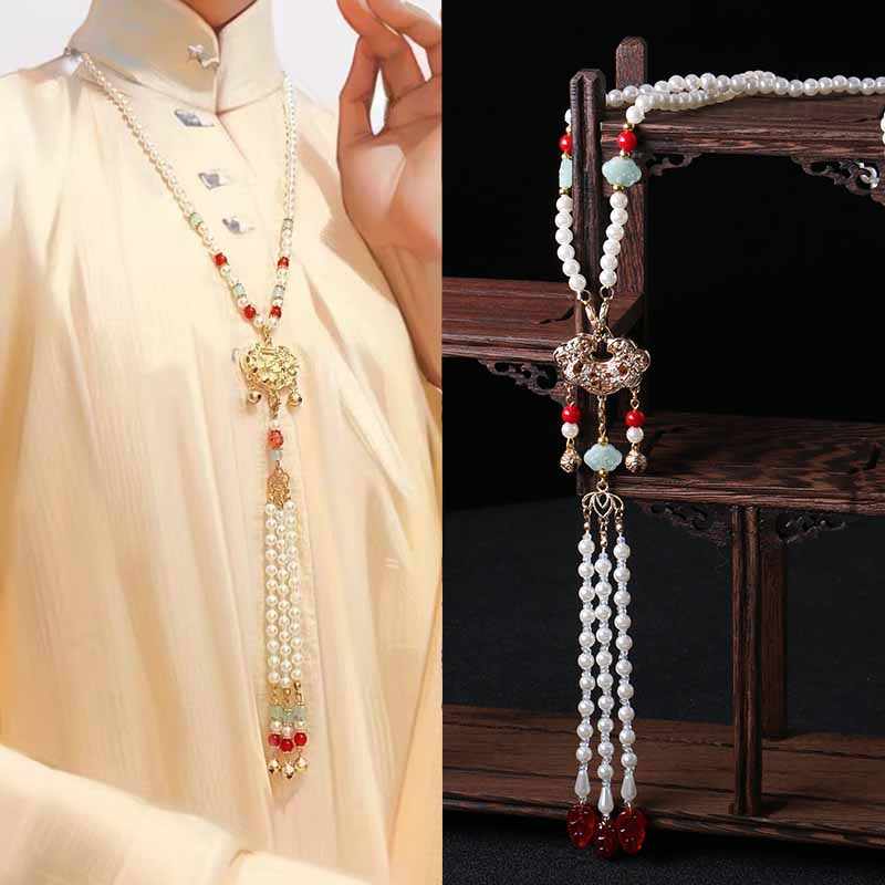 奢欧兰马面裙配饰璎珞璎珞超长流苏项链汉服配饰马面裙古法项链搭配