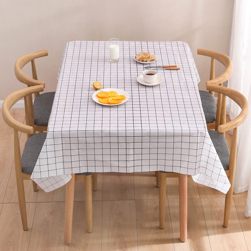 餐桌布防水防烫防油免洗桌垫长方形小清新格子茶几台盖布桌布 颜色随机-137*90cm