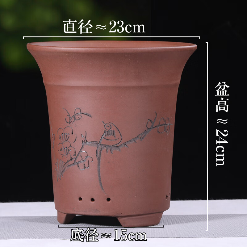 绿萝花盆多肉种菜盆君子兰花盆 23cm紫色兰花盆大号 陶瓷尺寸如图所示