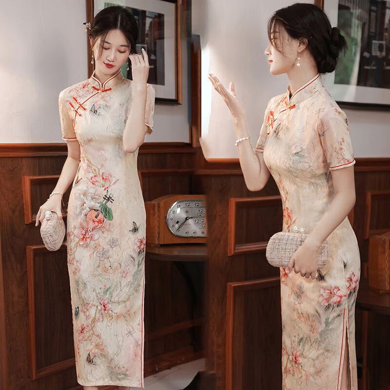 沫婉琦改良旗袍学生年轻款少女连衣裙高端气质长款感复古淑女春夏季