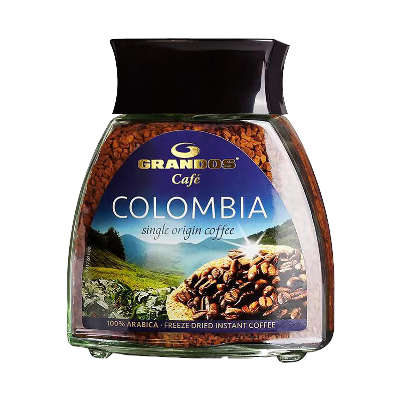 格兰特（GRANDOS）黑咖啡德国速溶咖啡粉咖啡豆无蔗糖添加零脂肪 哥伦比亚冻干黑咖啡100g 1瓶/袋