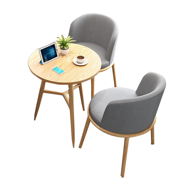 顺富美  洽谈桌椅组合小圆桌休闲桌椅会客接待简约北欧风小餐桌阳台桌椅办公商务谈判桌椅 一桌二椅 灰色