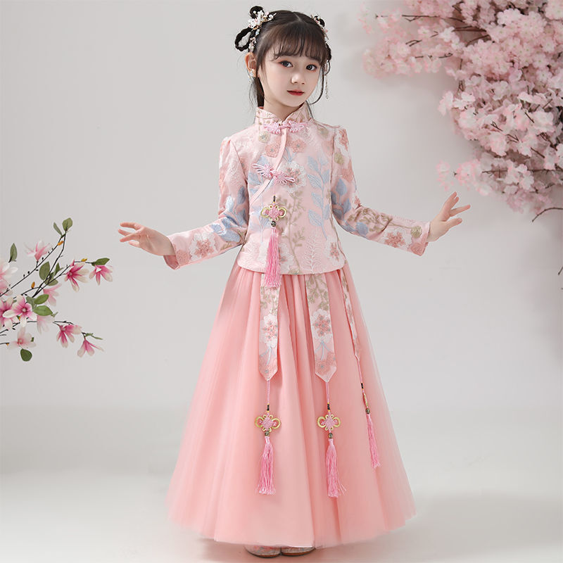 楚歌質(zhì)優(yōu)品輕奢小朋友漢服款女童漢服連衣裙裝兒童旗袍裙長(zhǎng)袖中國(guó)風(fēng)春款小 粉色倆件套+毛領(lǐng) 帶中國(guó)結(jié)>女中童小禮服 120 >服飾漂亮簡(jiǎn)約公主裙小女生12