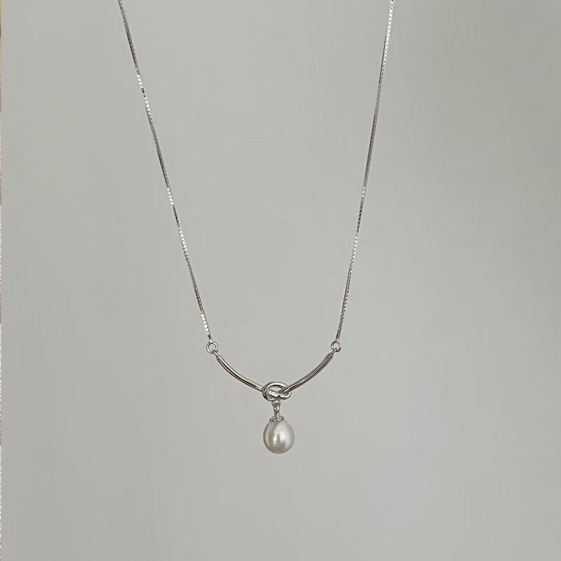 snqp「珍珠泪」通体925淡水珍珠打结吊坠简约百搭项链女 主图款通体