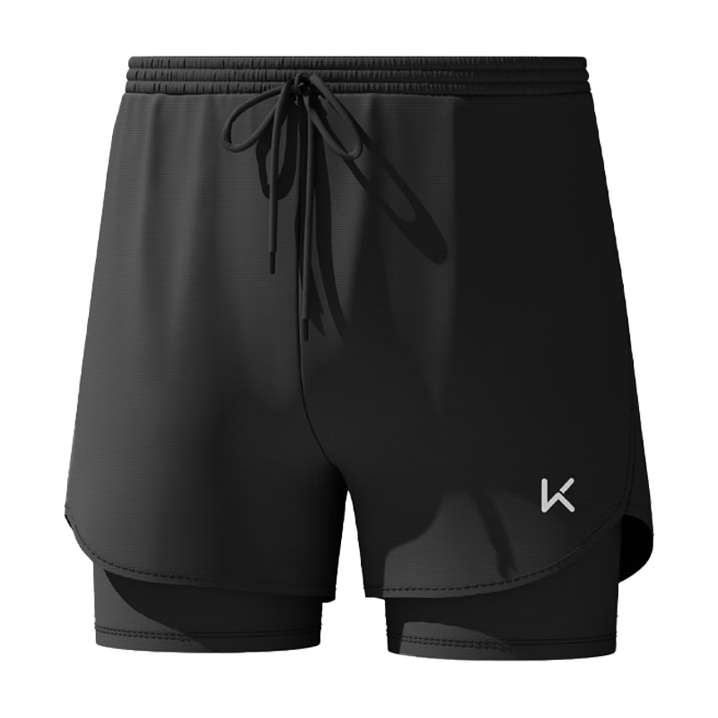 Keep泳裤男防尴尬双层宽松游泳裤泳衣速干沙滩裤温泉装备 黑色平角裤 XL