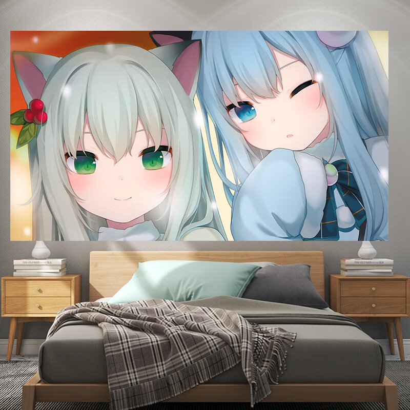 挂毯 动漫少女二次元挂布ins背景布宿舍床头卧室装饰直播画布挂毯