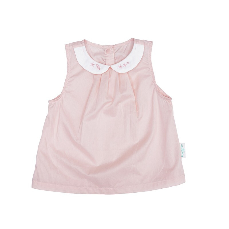 全棉时代 婴儿梭织娃娃领无袖上衣， 1件装 粉色 80/48