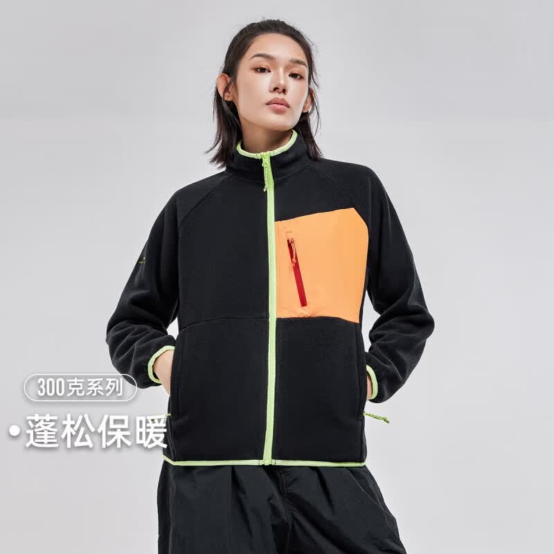 拓路者（Pioneer Camp）户外抓绒衣男女情侣装冬季保暖防风外套女立领摇粒绒内胆秋冬 黑色 L