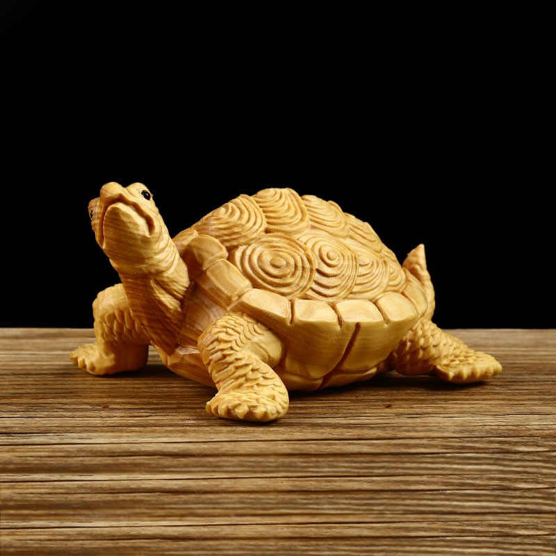 黄杨木雕实木动物乌龟富甲天下随身手把玩件文玩汽车摆件手工艺品