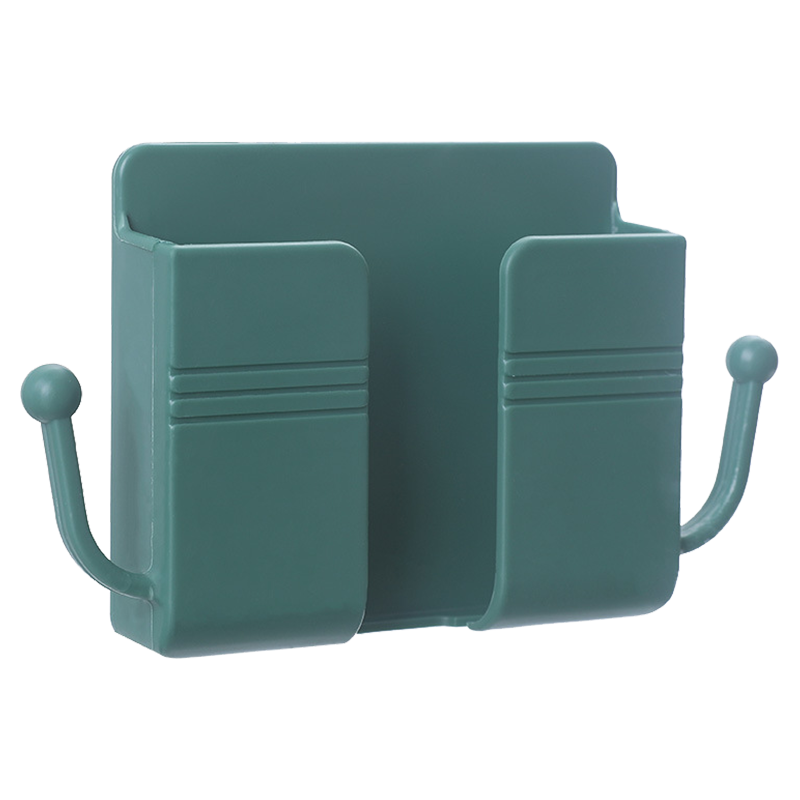 原创壁挂式遥控器电视空调遥控板收纳盒床头手机充电支架置物挂架 绿色一个