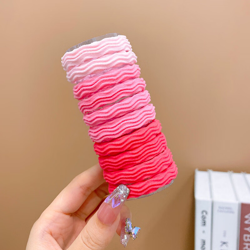 彩色加厚加粗橡皮筋儿童宝宝扎头发绳头饰女童发圈发绳发饰 1#粉色系