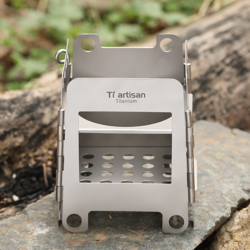 ti artisan钛工匠户外野营纯钛火炉取暖信用卡折叠两用酒精炉猛火骑行