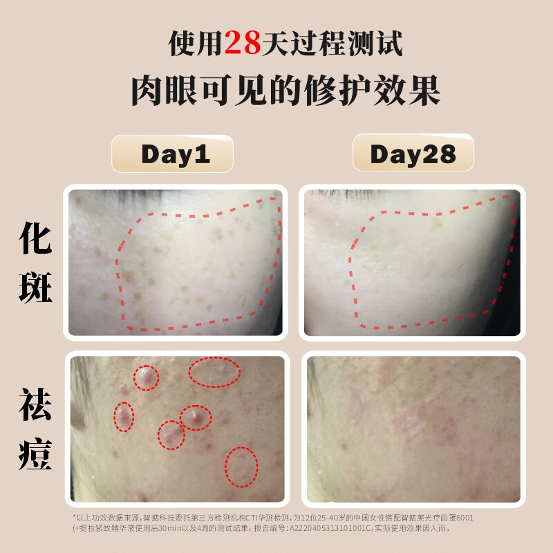 智掂美容仪面罩大排灯LED光疗红蓝光祛痘美白淡斑提拉紧致家用光子嫩肤仪18K鎏金面罩七夕情人节礼物 光疗面罩