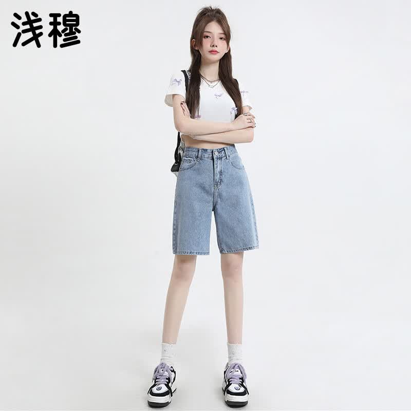 浅穆复古牛仔短裤女高腰夏季五分裤宽松小个子A字阔腿5分中裤Q5040蓝M使用感如何?