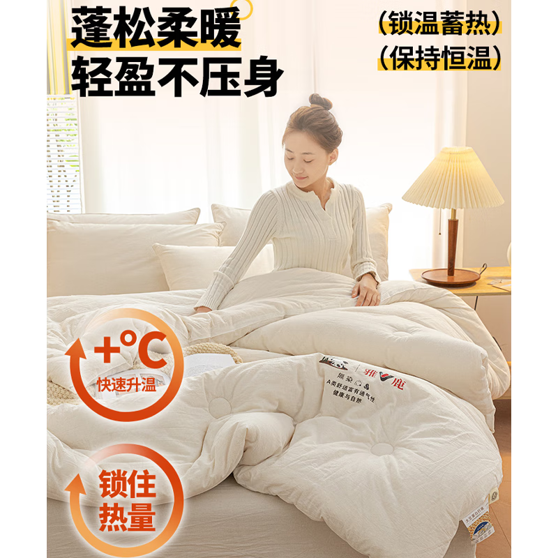 雅鹿大豆纤维被子春秋被冬被棉被褥被芯200x230cm空调被夏凉被四季被 雅鹿熊猫被-粉色 200x230cm春秋被【约重4斤】