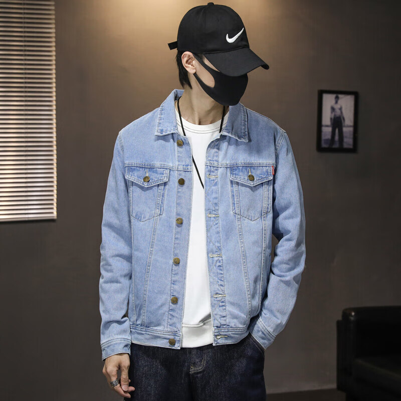 2023年春夏新款牛仔褂子外套男韩版潮流帅气外衣服学生夹克 988浅蓝色