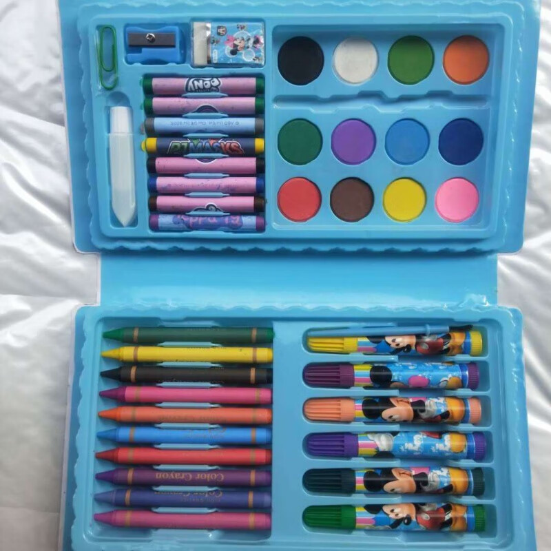 水彩笔幼儿园儿童小学生彩笔套装画画工具美术用品画笔套装礼盒 (粉色)42件套+填色本1本
