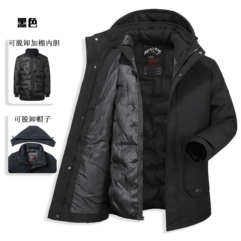 稻草人冬季款爸爸冬装外套中老年棉衣男加厚爷爷羽绒棉袄中长款中年