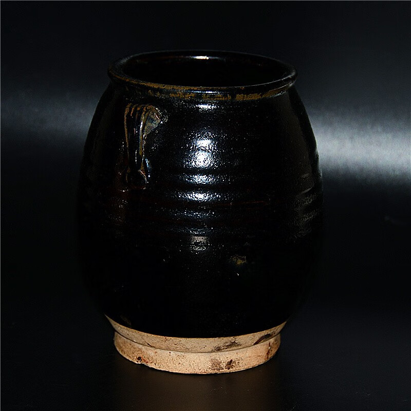 游此斋古董工艺品艺术品古玩收藏老瓷器磁州窑黑釉双耳罐