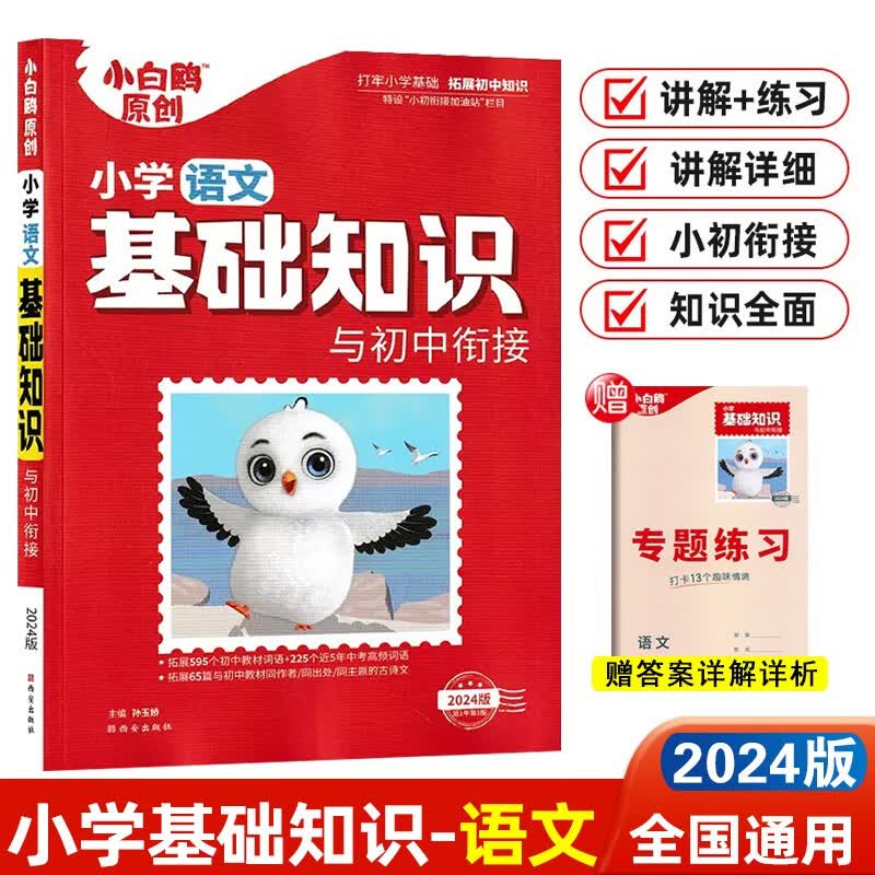 2024新版小白鸥原创 小学语文基础知识与初中衔接含专题练习 共2册高性价比高么？