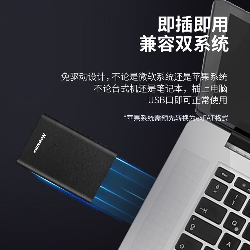 纽曼（Newsmy） 500GB 移动硬盘 明月时尚版系列 USB3.1 2.5英寸 曜岩黑 118M/S 极速传输