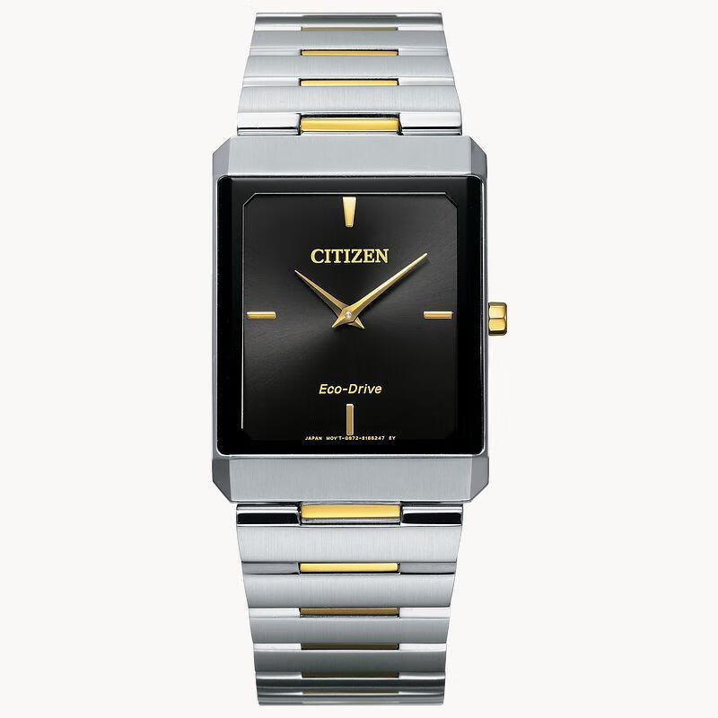 西铁城(citizen)女士手表 stiletto tank 光动能不锈钢表带防水方形