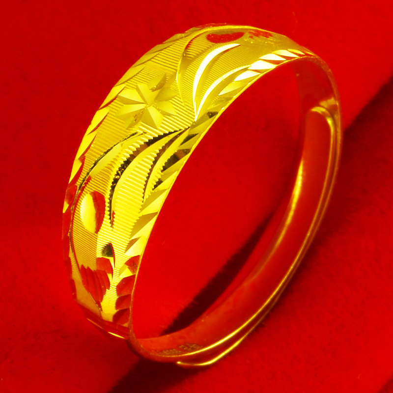 戒指9999足金男款龙凤戒年轻人素金指环真金首饰女士显大素圈 重约2