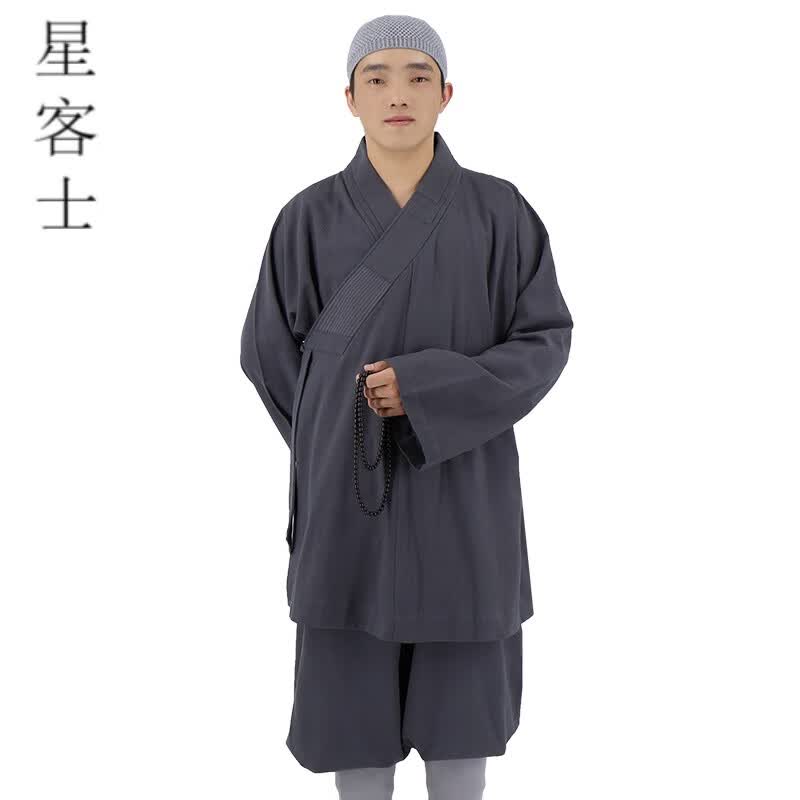 星客士僧服春秋款季短褂罗汉褂小褂僧人四季套装和尚服罗汉衫出家人僧衣 深灰色 25码(170-175身高)怎么看?