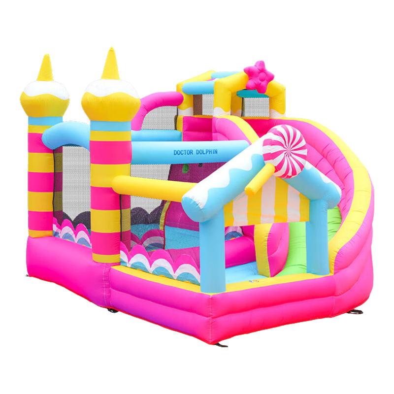 博士豚充气城堡家用儿童蹦蹦床室内户外小型游乐园滑梯淘气堡 72060-棒棒糖( 双气垫款 )