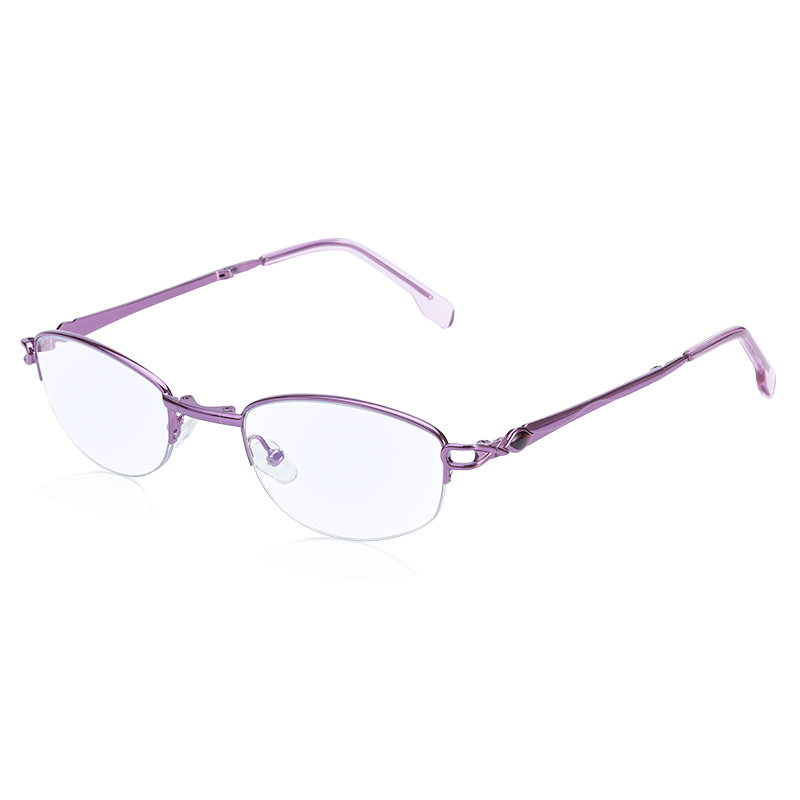 普先生防蓝光老花镜女士便携折叠老人老光眼镜76057浅紫色100度(40-49岁