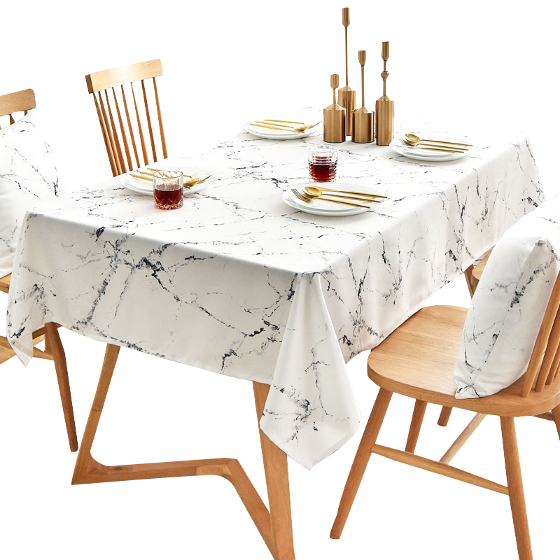 晴画TPU餐桌垫防水桌布长方形台布书桌茶几布 大理石纹130*180cm