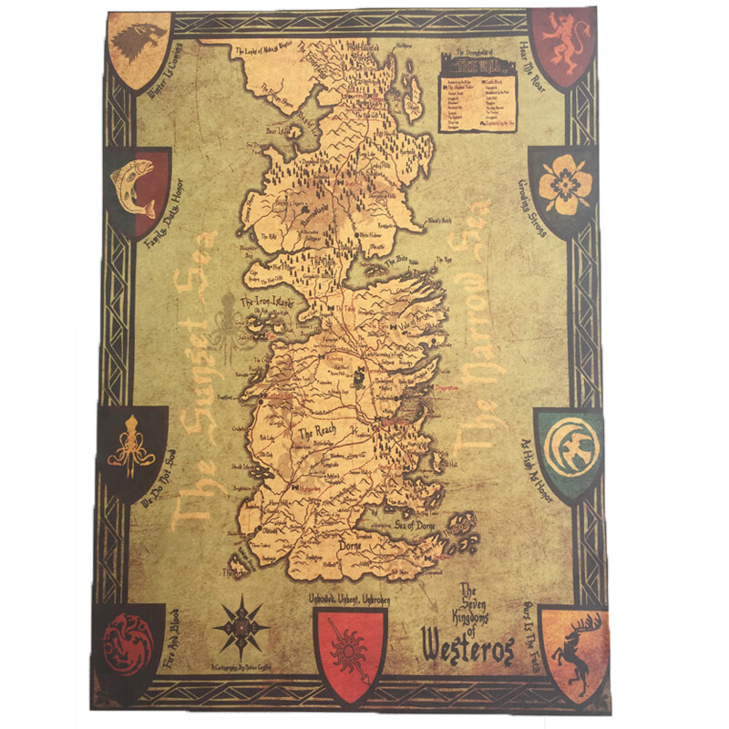 复古地图 d款 42*30cm 150g亚光牛皮纸(不防水无覆膜)