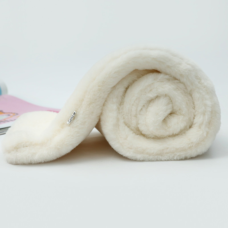 上海故事 冬季流行时尚日系可爱仿獭兔毛纯色围脖 奶白