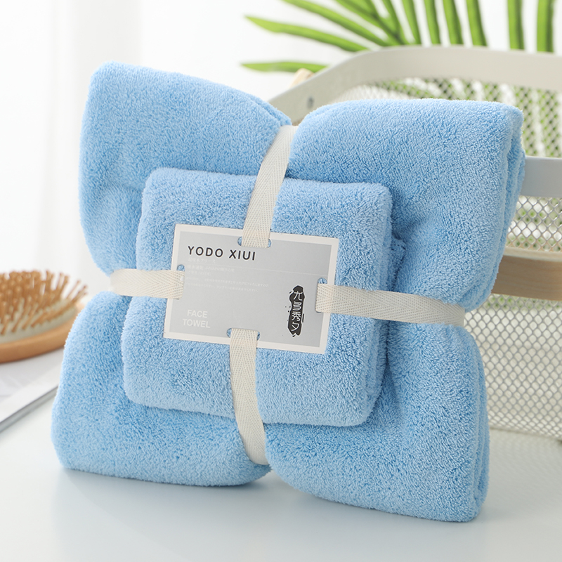 睿智妈妈（witmoms)浴巾毛巾 新生婴幼儿童珊瑚绒毛巾夏凉盖毯抱毯子母套巾 蓝色 浴巾+毛巾