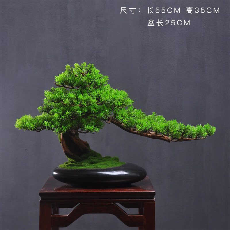 椭圆形盆-青苔迎客松(不分左右两面插花