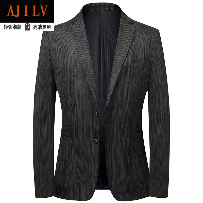 ajilv品牌轻奢男装春季新款男休闲西服抗皱免烫灯心绒韩版小西装单西